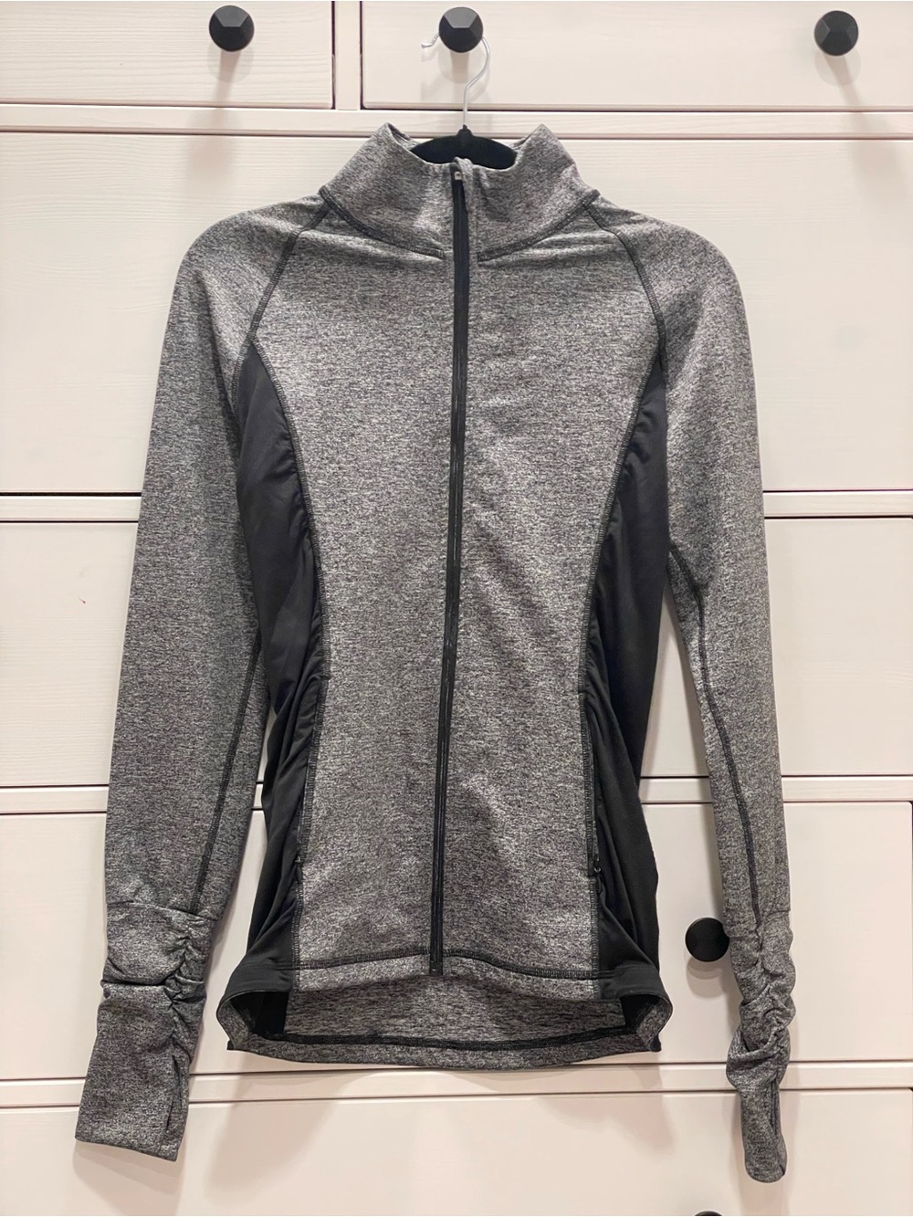 VSX Grey Zip-Front Athletic Jacket with Thumbhole Cuffs